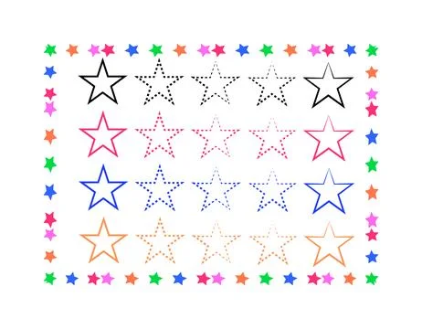 Colorful Star Pattern With Outlined And Dotted Stars In Decorative Border Gri 스톡 일러스트