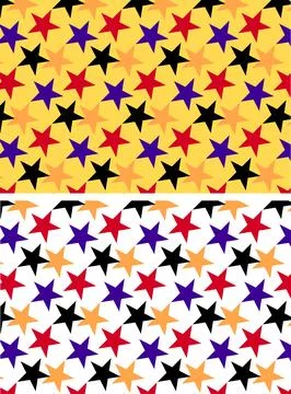 Colorful Star Pattern Seamless Background With Red Purple Black And Orange .. Stock Illustration