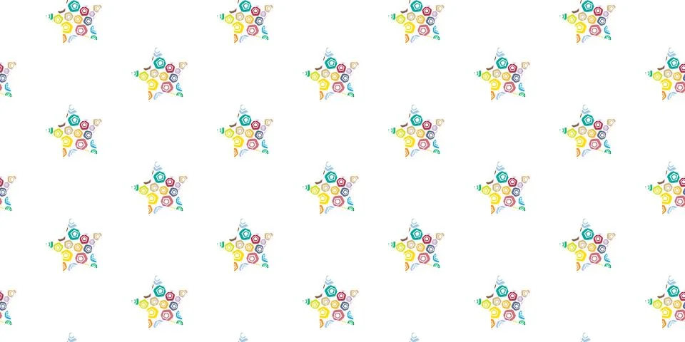 Colorful Star Seamless Pattern on White Background for Kids . Stock Illustration