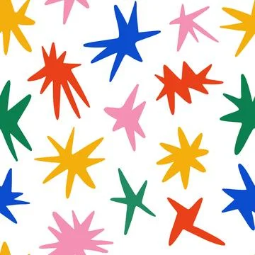 Colorful star seamless pattern. Yellow, red, green and blue childish repeating Stock Illustration