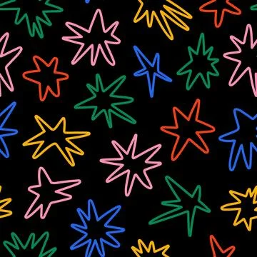 Colorful star seamless pattern. Yellow, red, green, pink, blue childish Stock Illustration