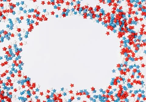 Colorful star shape sprinkes decorations for fourth july , copy space Stock Photos