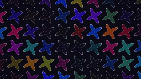 Colorful star shapes in a repeated pattern on a dark Stock Footage 338179713