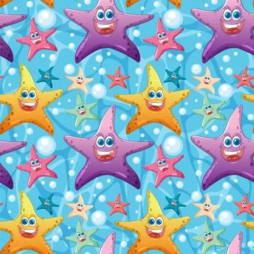 Colorful Starfish Underwater Pattern Stock Illustration
