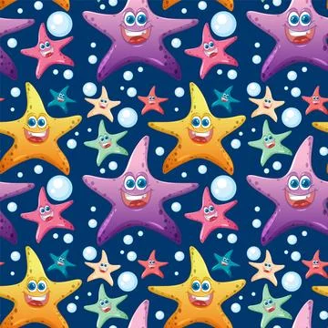 Colorful Starfish Underwater Pattern Stock Illustration