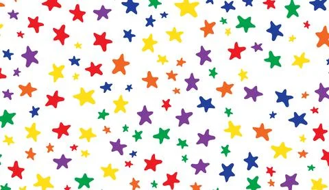 Colorful stars pattern background with hand drawn star shapes in vibrant イラスト素材