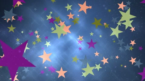 Colorful Stars Sparkling Light Effects Floating In Blue Background Stock Footage 302992353