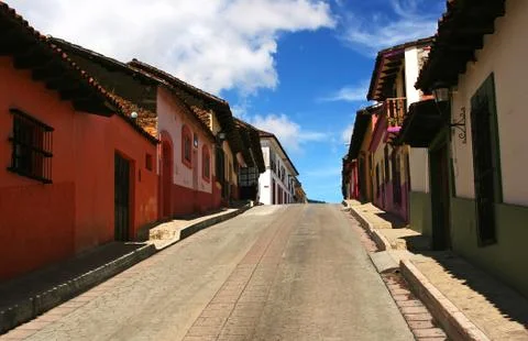 Colorful steep street Stock Photos