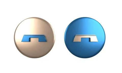 Colorful Step platform icon isolated on white background. Circle button. 3D.. Stock Illustration
