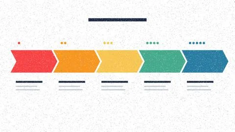 Colorful step progress arrows with dotted background and empty text fields Stock Illustration