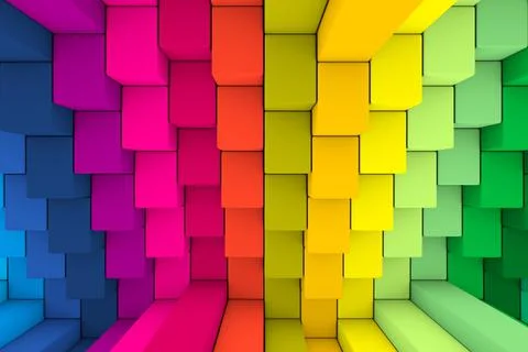 Colorful steps abstract background 3D render illustration Stock Illustration