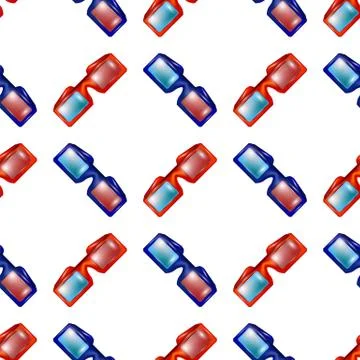 Colorful Stereo Glasses Seamless Pattern Isolated on White Backround Stock Illustration