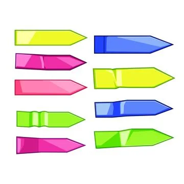 Colorful sticky arrow notes pointing right Stock Illustration