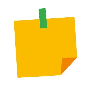 Colorful Sticky Note on a White Background With a Paper Clip at the Top Stock Illustration