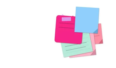 Colorful sticky notes and envelopes stack Stock Illustration
