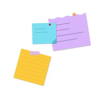 Colorful sticky notes and folder on white background Stock Illustration