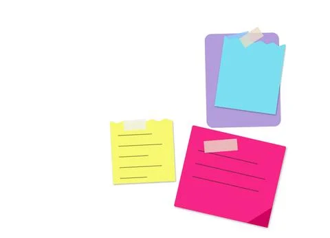 Colorful sticky notes and folders on white background Stock Illustration