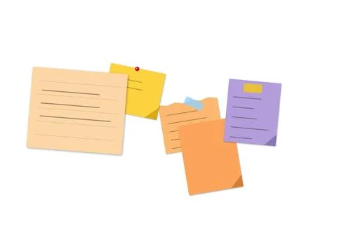 Colorful sticky notes and papers floating Stock Illustration