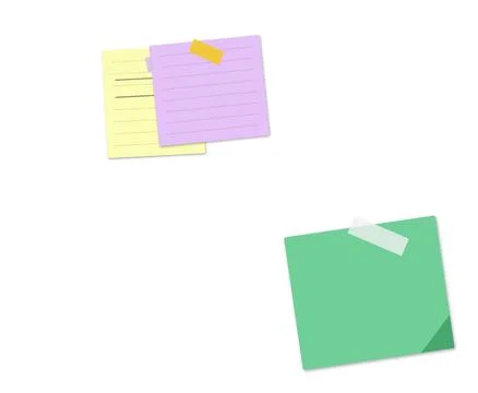 Colorful sticky notes and papers with tape Stock Illustration