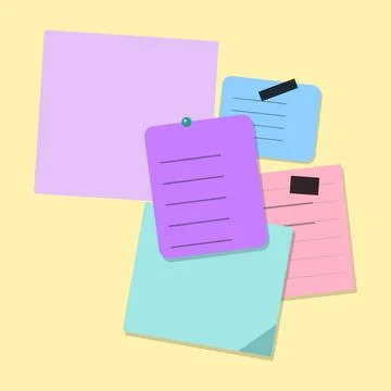 Colorful sticky notes and papers with clips Stock Illustration