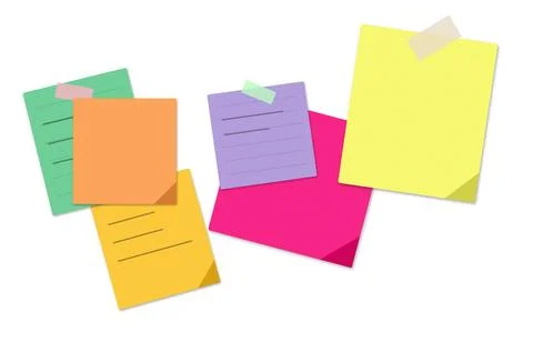 Colorful sticky notes arranged in a cluster Stock Illustration