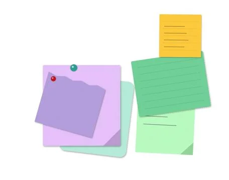 Colorful sticky notes arranged in creative layout Stock Illustration