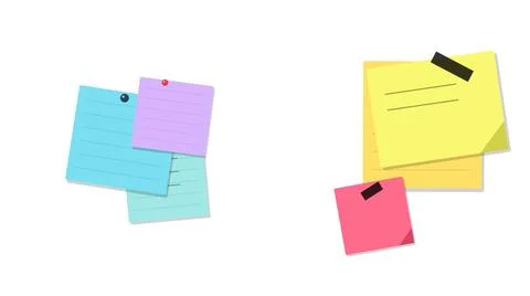 Colorful sticky notes arranged flat イラスト素材