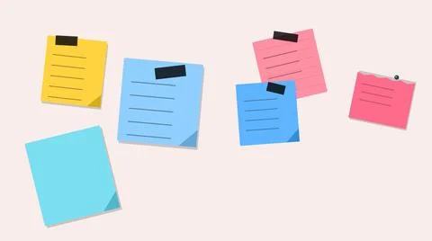 Colorful sticky notes arranged on a flat surface イラスト素材