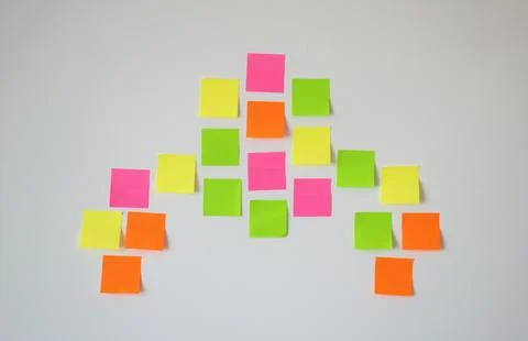 Colorful Sticky Notes Arranged in Pattern for Planning and Strategy Stock Photos