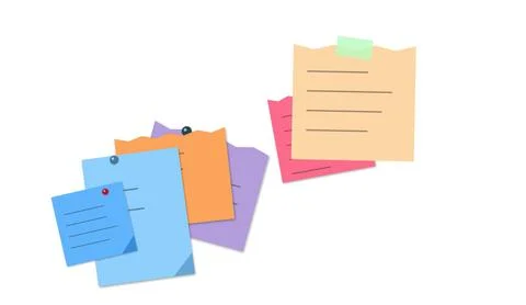 Colorful sticky notes arranged on white background Stock Illustration