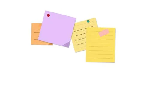 Colorful sticky notes arranged on white background Stock Illustration