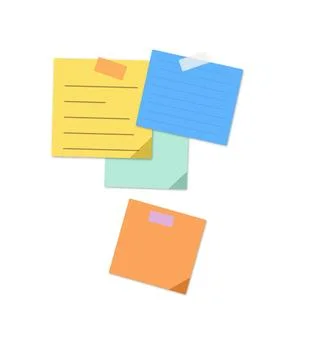 Colorful sticky notes arranged on white background Stock Illustration