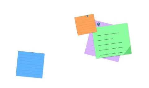 Colorful sticky notes arranged on white background Stock Illustration