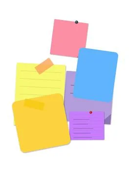 Colorful sticky notes attached to wall Stock Illustration
