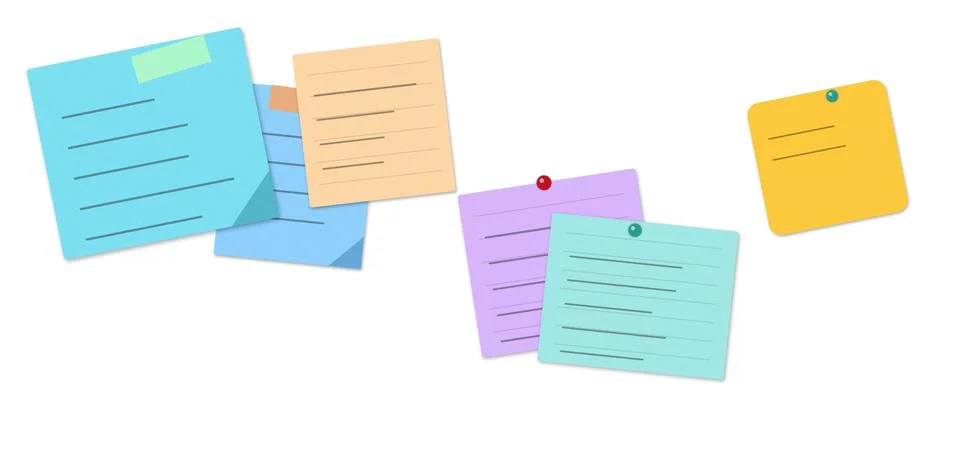 Colorful sticky notes with checkmarks and doodles Stock Illustration
