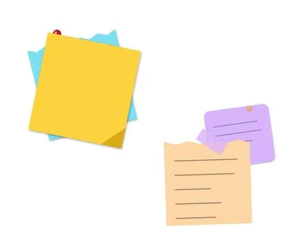 Colorful sticky notes clustered on white background Stock Illustration