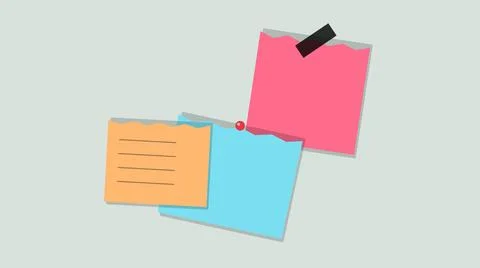 Colorful sticky notes connected with paper clip Stock Illustration