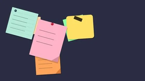 Colorful sticky notes on a dark background Stock Illustration