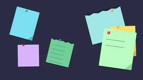 Colorful sticky notes on dark background Stock Illustration
