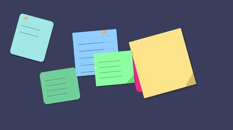 Colorful sticky notes on dark background Stock Illustration