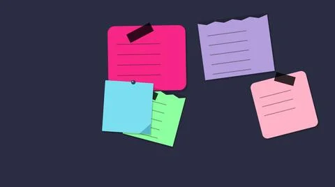 Colorful sticky notes on dark background 库存插图