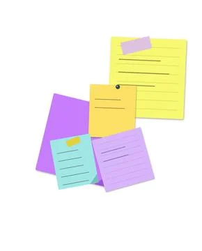 Colorful sticky notes with doodles on a flat surface イラスト素材