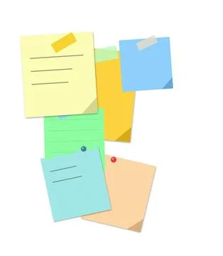 Colorful sticky notes with doodles floating 스톡 일러스트