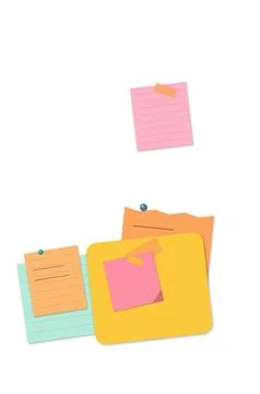 Colorful sticky notes with doodles floating 스톡 일러스트