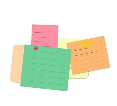 Colorful sticky notes with doodles isolated Stock Illustration