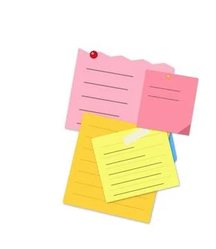 Colorful sticky notes with doodles stacked Stock Illustration