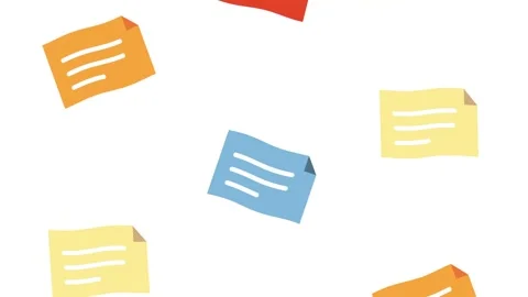 Colorful sticky notes drifting across white background with dynamic movemen.. 库存影片 339114799