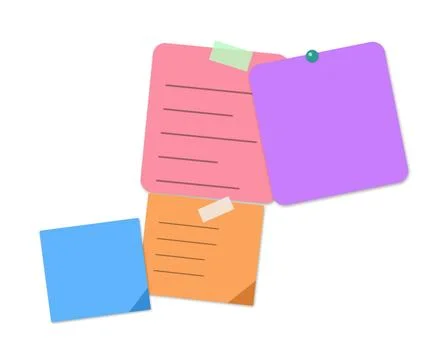 Colorful sticky notes on a flat surface 库存插图