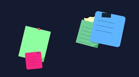 Colorful sticky notes floating in dark space Stock Illustration