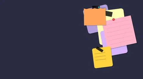 Colorful sticky notes floating in dark space Stock Illustration